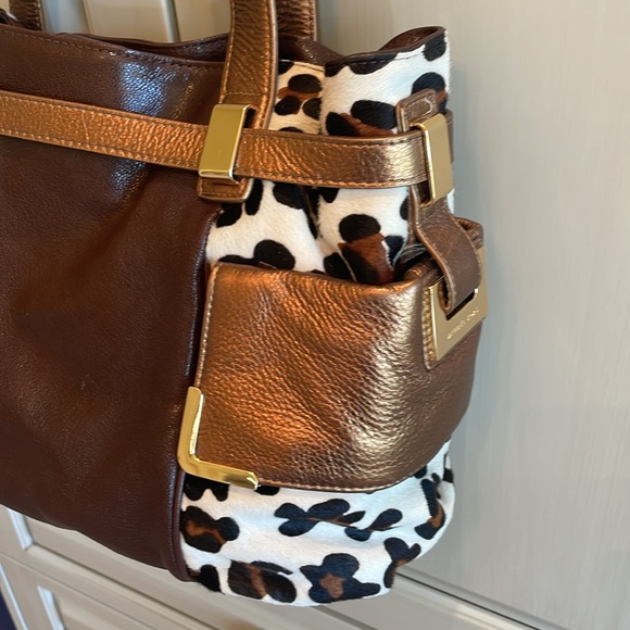 MICHAEL KORS leopard and brown and gold leather bag - Picture 6 of 14